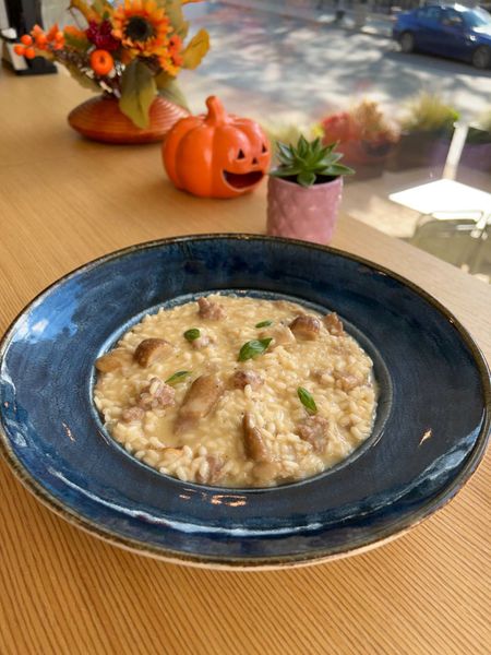 Risotto Salsicia con Funghi Porcini